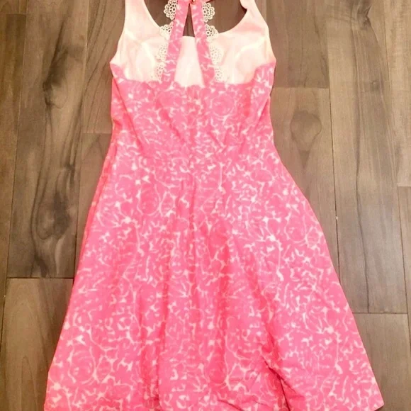 Lilly Pulitzer Zo Cosmo Pink Skater Dress Neon Pink And White Size 2 - Picture 5 of 8